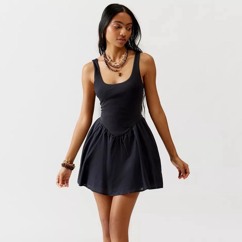 Urban Outfitters Black Drop-waist Mini Dress